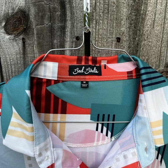 Bad Birdie Albatross Golf Polo Shirt Mens M Red Short Sleeve Abstract Floral - Picture 4 of 11